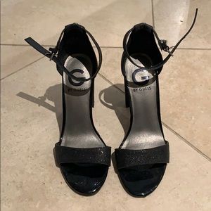 Size 5.5 Guess Black Sparkle Block Heels